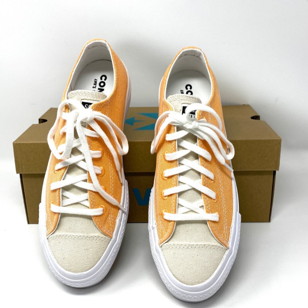 Converse 567855C Chuck Taylor AS Plathporm LIFT Canvas Low Orange Women's Size - Picture 3 of 10